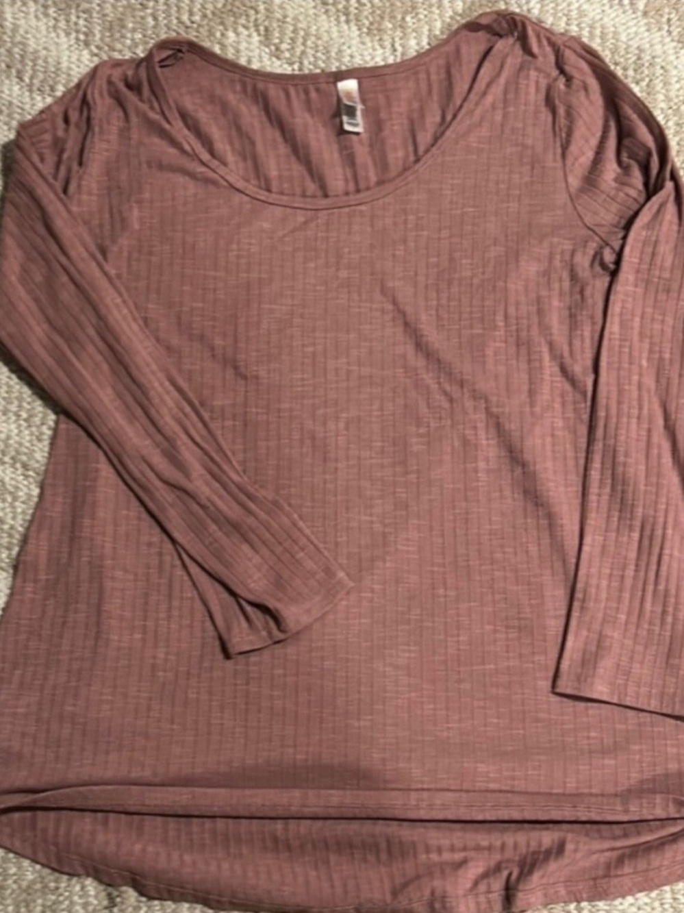 LuLaRoe Long Sleeve Ribbed Scoop Neck Top - Mauve Rose